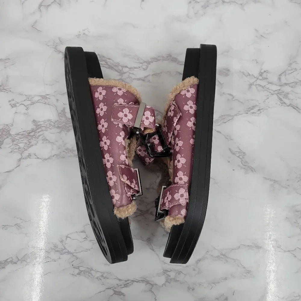 AEROSOLES X Laura Ashley La Olivia Faux Shearling Slide Purple Women's Size 7